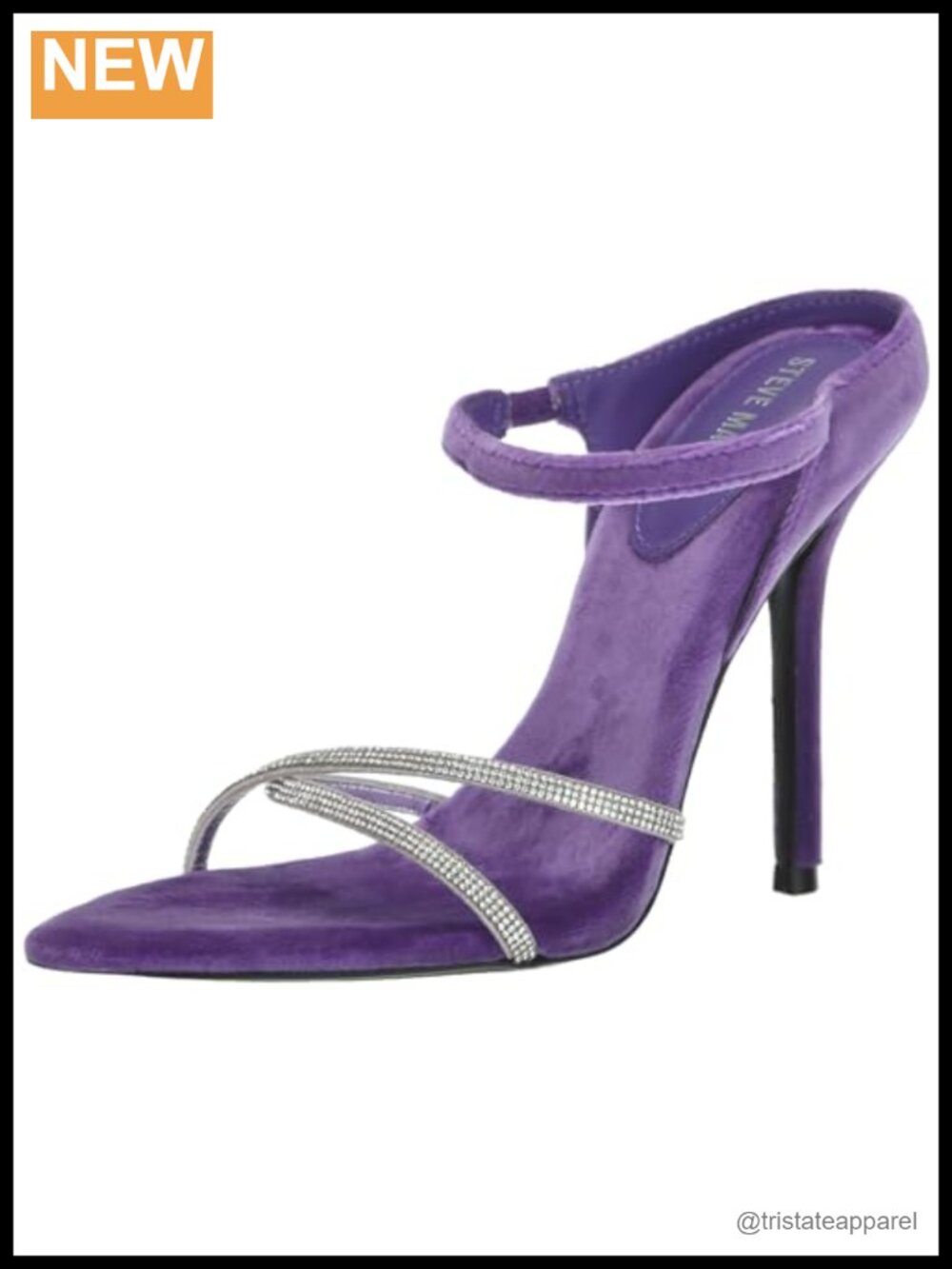 Pointed Toe Stiletto Heeled Sandals with Rhinestone Ankle Strap